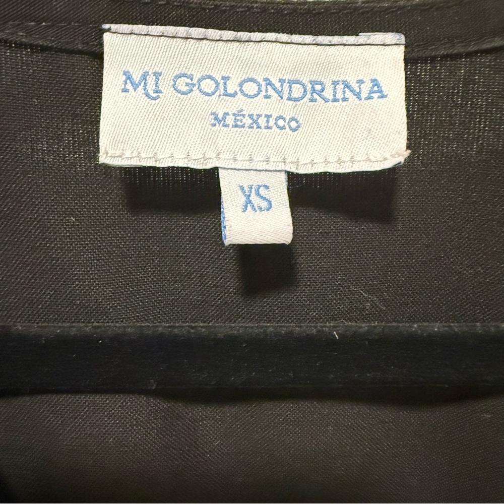 Mi Golondrina Hand-Embroidered Floral Gabardine Dress XS Black A-Line - Picture 4 of 4